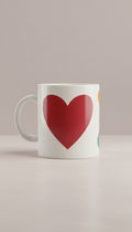 Porcelain White Mug with Watermelon Red Heart and Custom Message